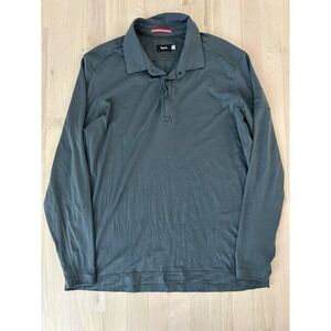 RAPHA Grey Blue Slate Wool Blend Polo Long Sleeve Shirt Sz XXL